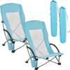 VEVOR Folding Beach Chair, High Back Camping Chairs for Adults, with Cup Pocket, Mesh Back, Carry Bag, Portable Extra Wide Seat Chair 330 lbs Heavy Duty Support, for Outdoor, Camp, Light Blue, 2 Pack