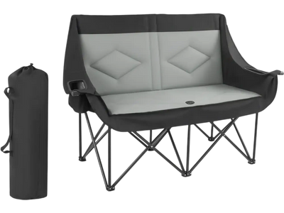 VEVOR Double Camping Chair, Oversized Two Person Camp Chair with 660 lbs Heavy Duty Support, with Dual Cup Holders, Wine Glass Holders, Magazine Straps, Carry Bags for Outdoor, Beach, 1 Pack