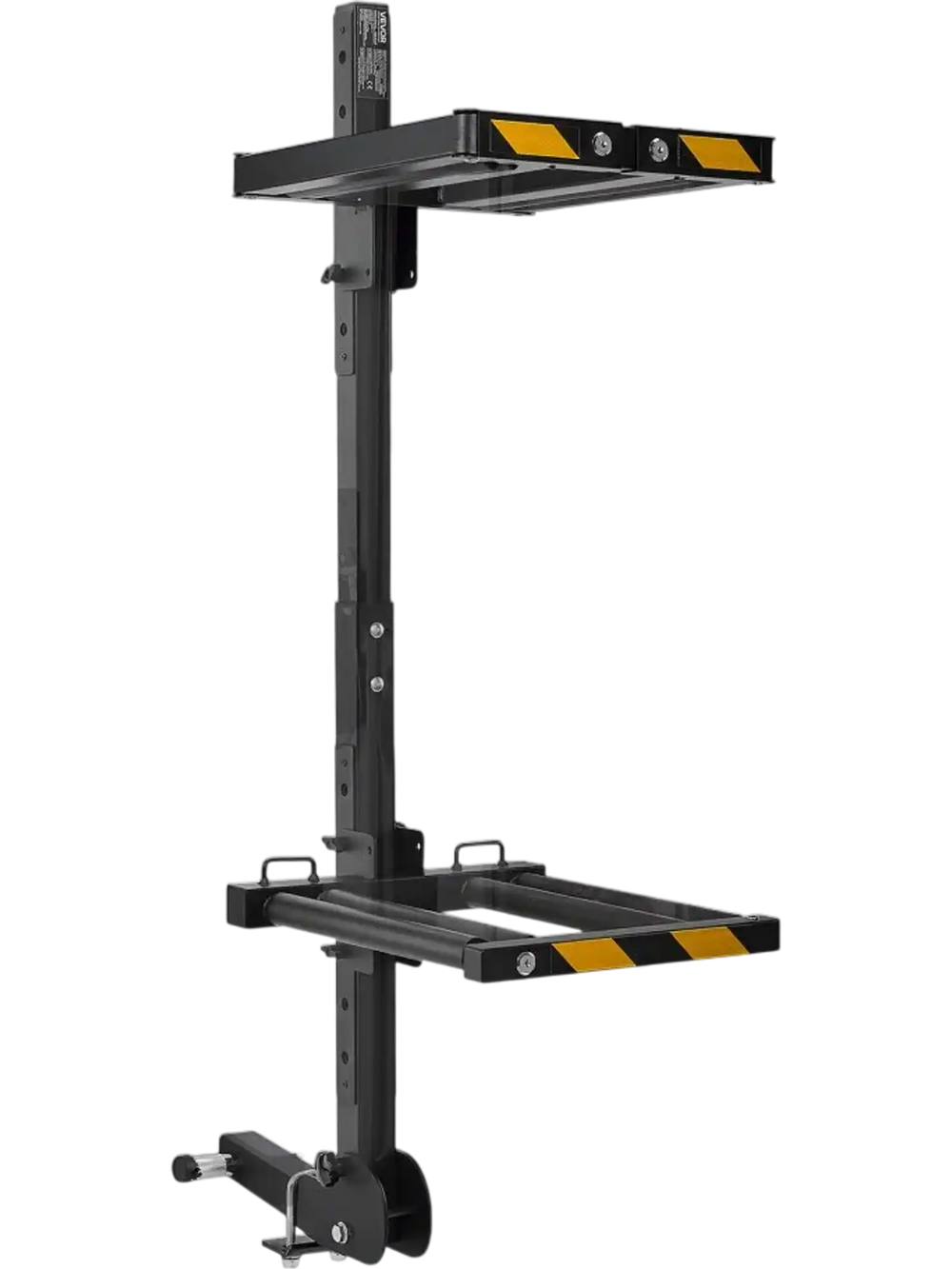 VEVOR Folding Hitch Mounted Ski & Snowboard Rack, Fits 2-Inch Receiver, Carries up to 6 Pairs of Skis or 4 Snowboards, Adjustable Hitch-Mounted Rack for Car with Key Lock, Security Strap, Tilt Access