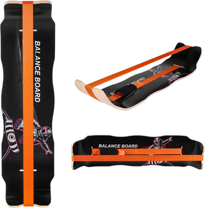 Vevor Balance Board Curved Wooden Wobble Trainer for Adults Black Orange 42