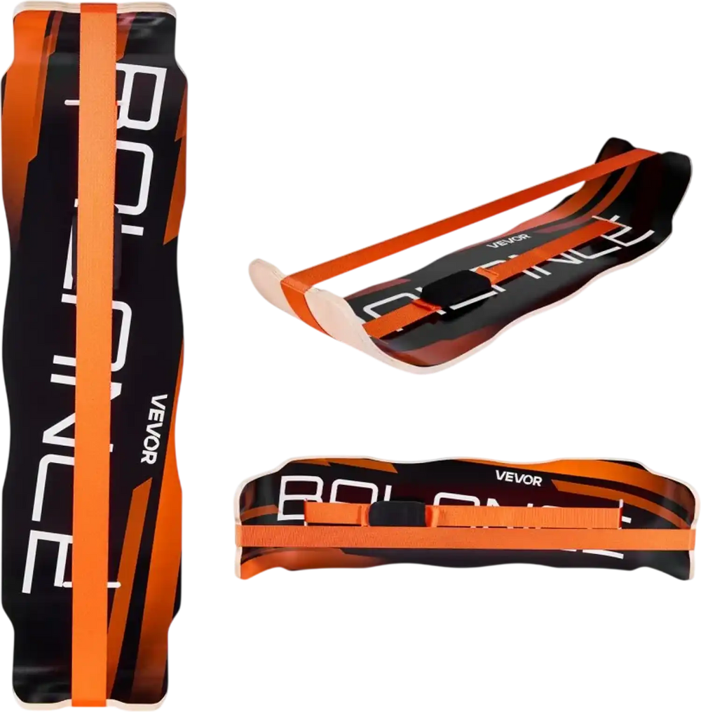 VEVOR Balance Board, Wobble Board Trainer for Adults, Premium Wooden Curved Balance Training Equipment, Compact & Lightweight for Core Workouts, Standing Desk Exercise, Home Gym, Yoga & More, Orange