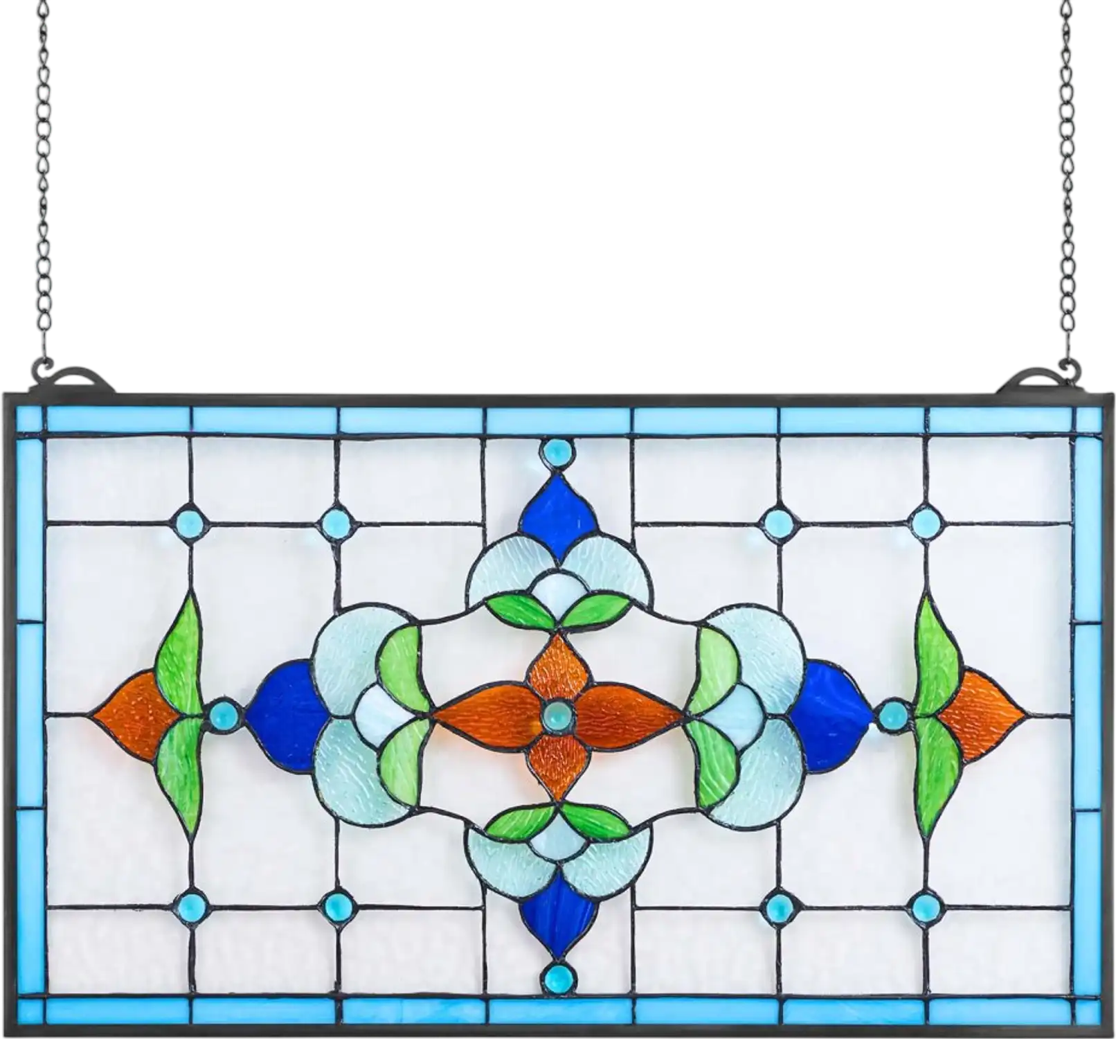 Vevor Stained Glass Window Panel Tiffany Style Hanging Transom 26 x 16