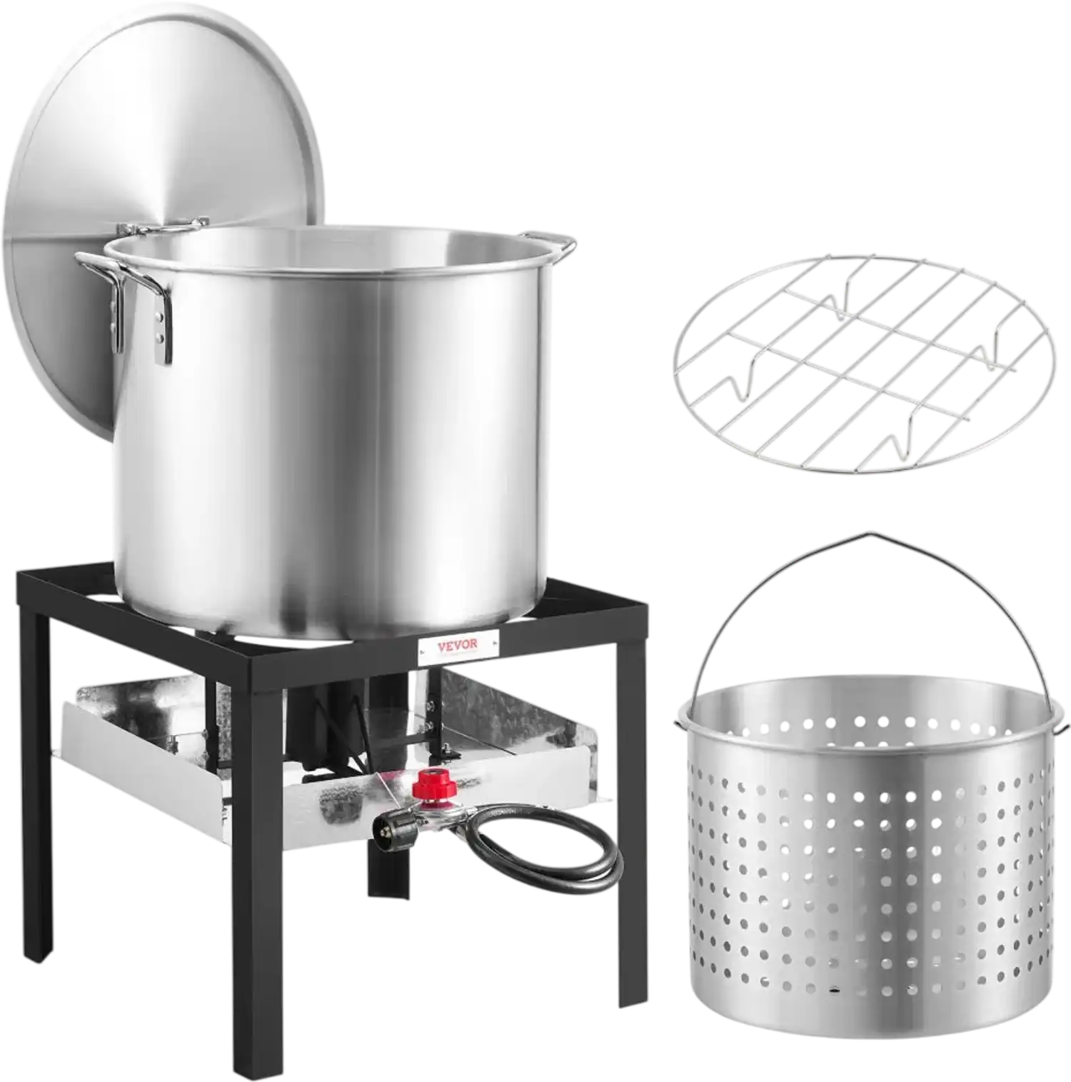 Vevor Seafood Boiling Kit 80 Qt Outdoor Pot and Basket with 100,000 BTU Propane Burner New