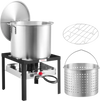 VEVOR 80 Qt Seafood Boiling Kit with Strainer, Outdoor Seafood Boil Pot and Basket, Cooking Set for Crab Crawfish Lobster Boiling, Aluminum Stockpot with 100,000 BTUs Propane Burner and Steamer Rack