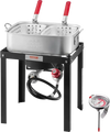 VEVOR 18 Qt Fish and Wing Fryer with Double Basket, Aluminum Propane Fish Fryer Kit, Outdoor Deep Fryer Seafood Pot with Thermometer and 58,000 BTUs Propane Burners, for Outdoor and Backyard Cooking