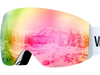 VEVOR Frameless Ski Goggles, Spherical Lens with Pink Revo Coating, OTG Anti fog Snow Goggles for Men Women Youth, TPU Frame & Ventilation Structure, Suitable for Skiing, Skating, Snowboarding