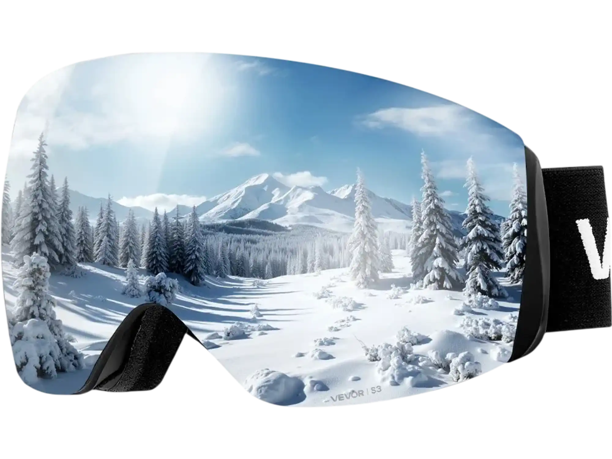 Vevor Ski Goggles Spherical Lens Silver Mirror Revo Coating OTG Anti-Fog Snow Goggles New