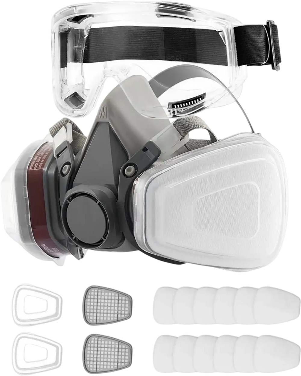 VEVOR Respirator Mask, Reusable Half Face Cover with Safety Glasses and Filters, Organic Vapor Mask and Dust-proof Face Cover, for Painting, Polishing, Welding, Woodworking and Other Work Protection