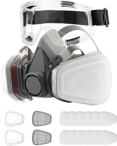 Vevor Respirator Mask Reusable Half Face Cover with Safety Glasses and Filters New