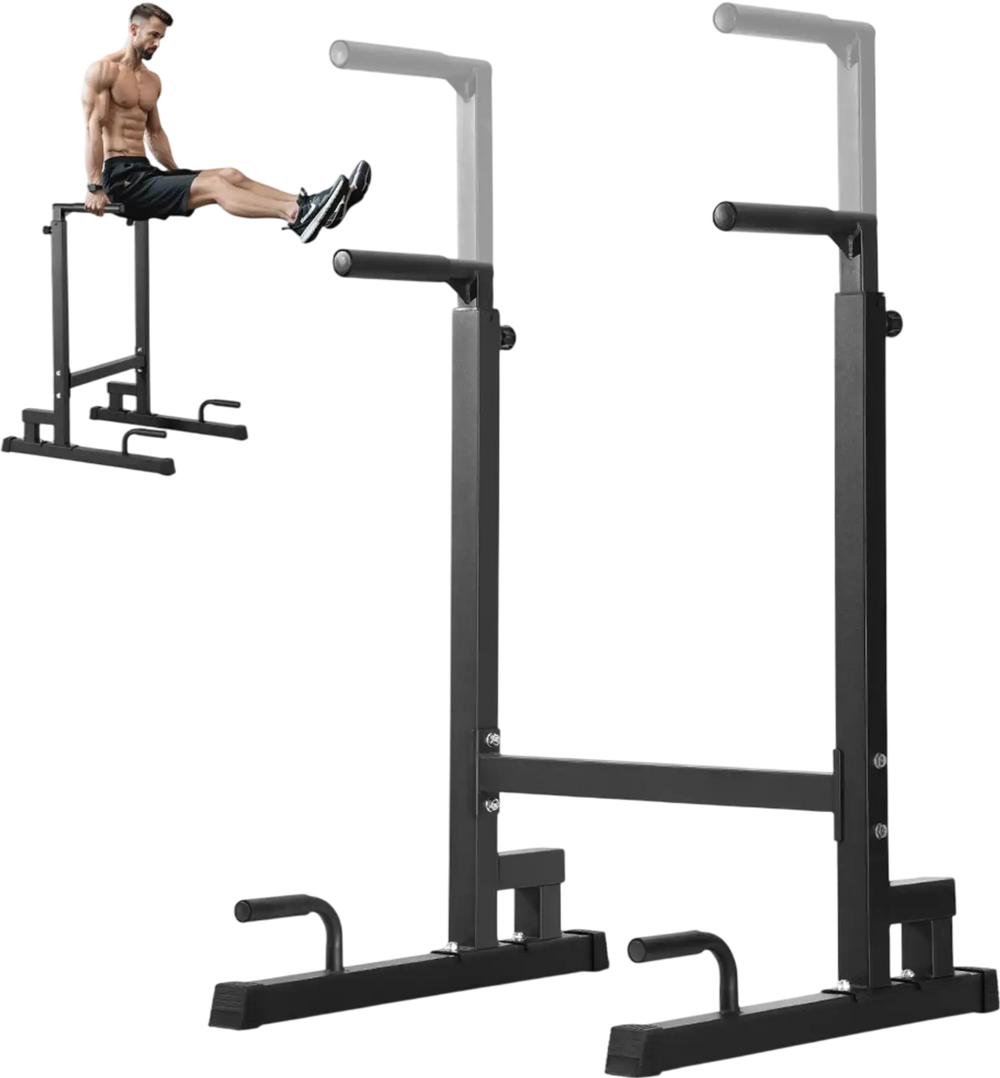 VEVOR Dip Bar, 500 lbs Capacity, Heave Duty Dip Stand Station with Adjustable Height, Fitness Workout Dip Bar Station Stabilizer Parallette Push Up Stand, Parallel Bars for Strength Training Home Gym
