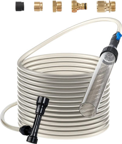 VEVOR Aquarium Vacuum Gravel Cleaner, 25 ft PVC Hose Fish Tank Vacuum Gravel Cleaner, Siphon Fish Tank Cleaner Vacuum, 3 Types of Brass Adapters, for Fish Tank Cleaning Gravel & Sand