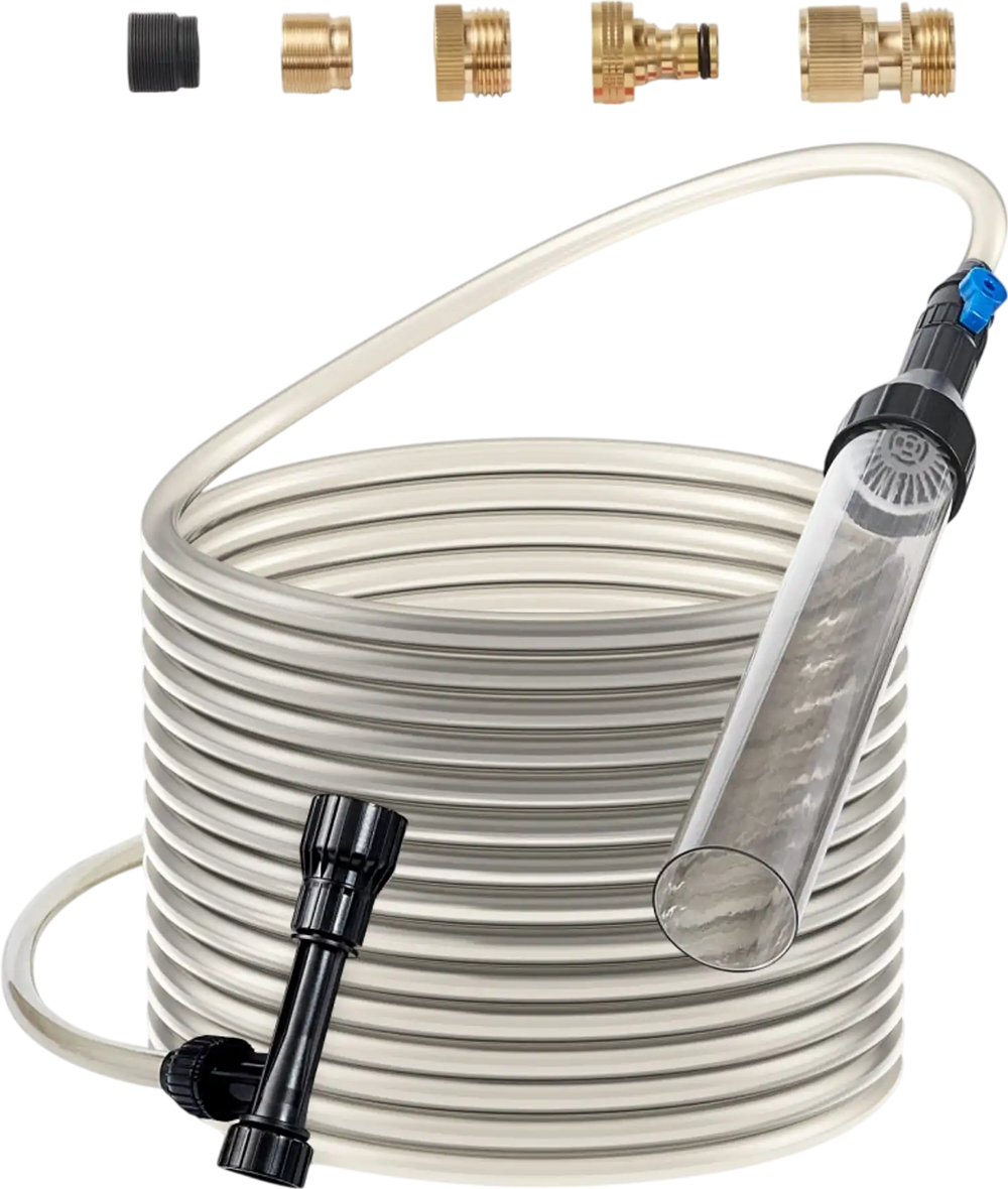 VEVOR Aquarium Vacuum Gravel Cleaner, 30ft PVC Hose Fish Tank Vacuum Gravel Cleaner, Siphon Fish Tank Cleaner Vacuum, 3 Types of Brass Adapters, for Fish Tank Cleaning Gravel & Sand