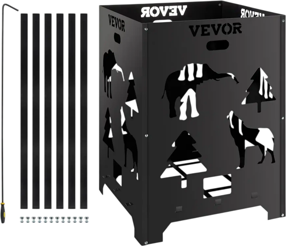 VEVOR Burn Barrel, 21x21x27 inch Burn Cage, Carbon Steel Cage Incinerator, Incinerator Barrel with Lid and Handle for Outdoors