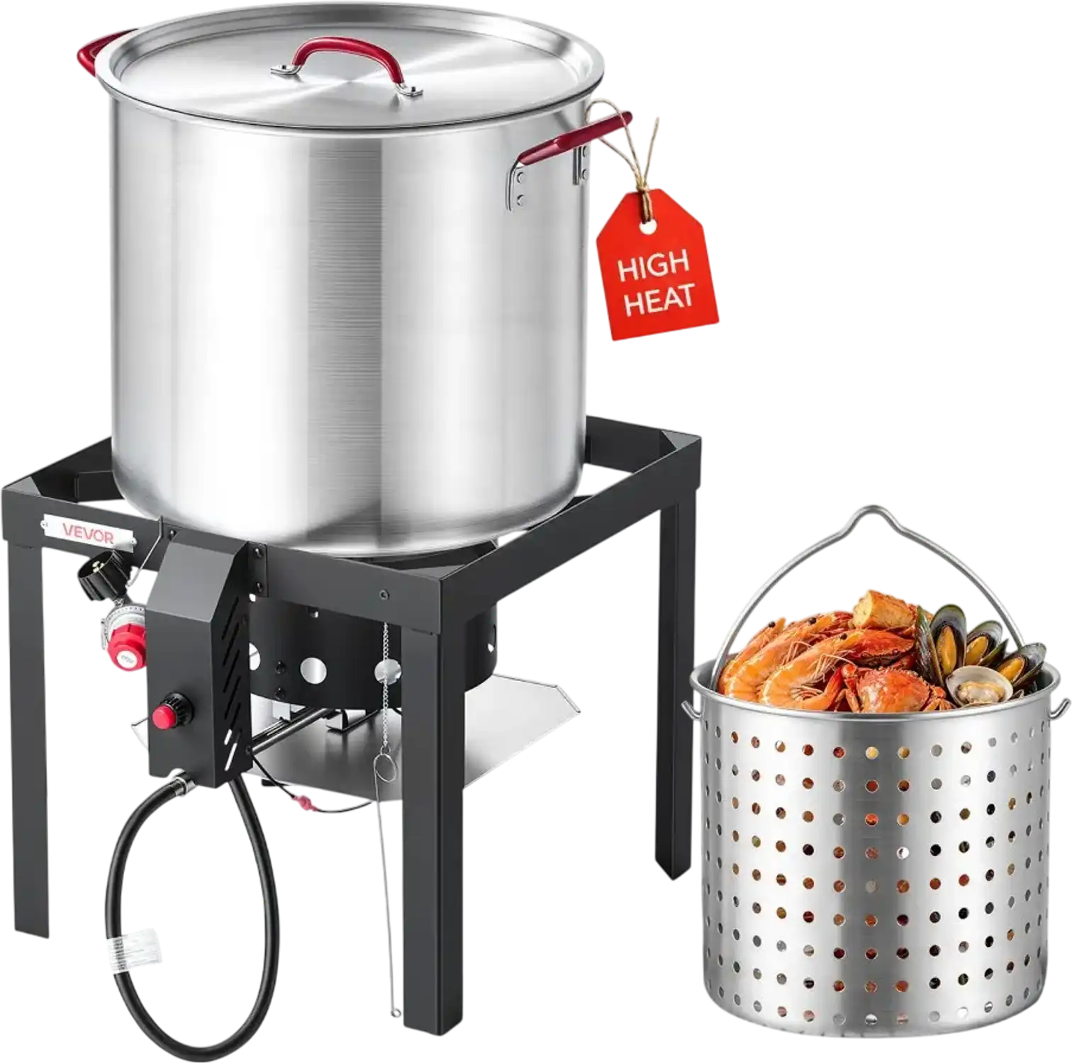 Vevor Seafood Boiling Kit 60 Qt Aluminum Crawfish Boiler with Strainer and 110,000 BTU Propane Burner New