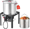 VEVOR 60 Qt Seafood Boiling Kit with Strainer, Aluminum Crawfish Boiler, Outdoor Backyard Cooking for Crab, Shrimp, Lobster, Soup, Deep Fryer Steamer Set with Stand and 110,000 BTU Propane Burner