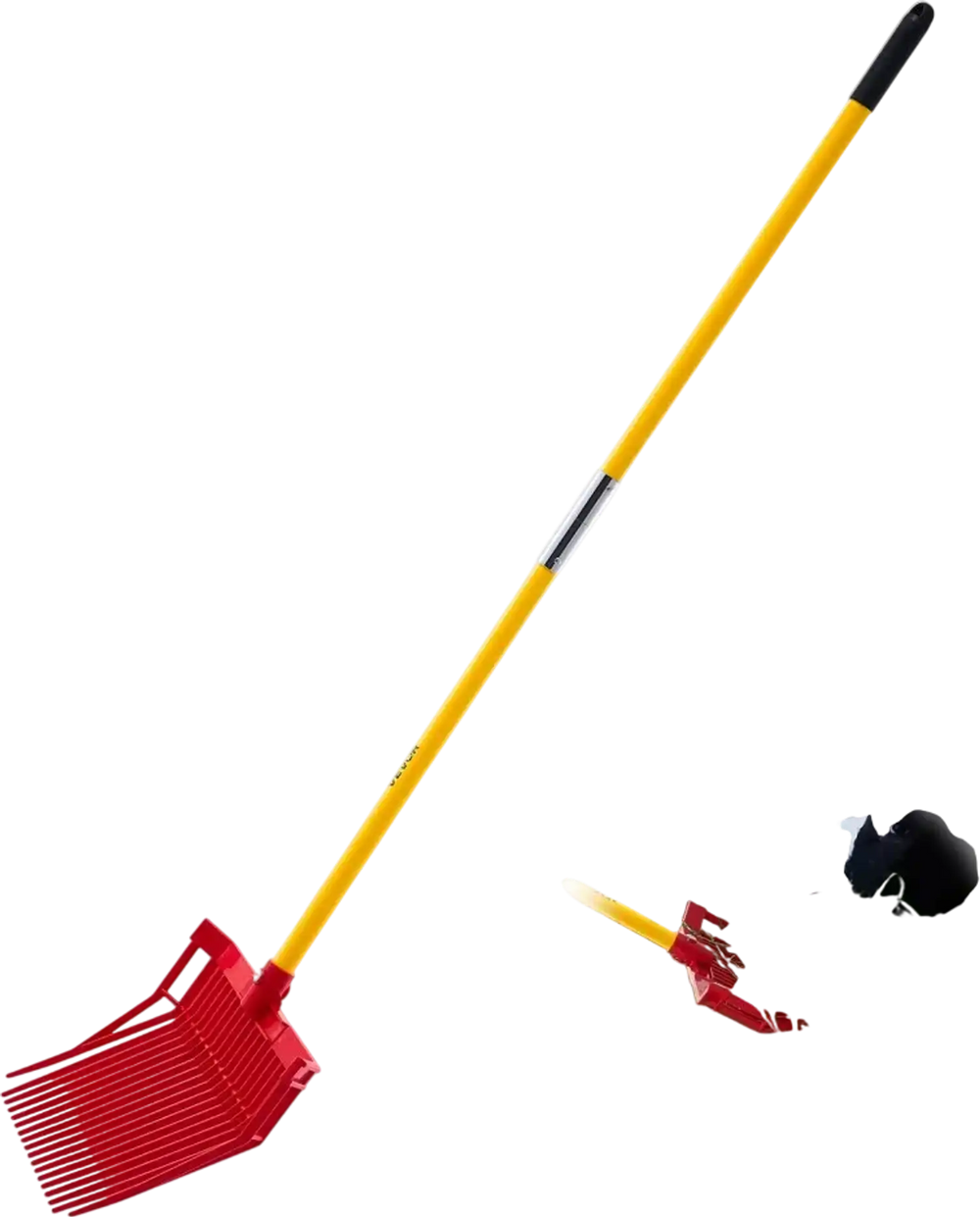 VEVOR Manure Fork, 18 Angled Tines, Horse Manure Rake with Long Fiberglass Handle, 61 in Durable Plastic Pitchfork Muck Rake Tool for Gardening Horse Stall Stable Grass Hay Cleaning Farm Work