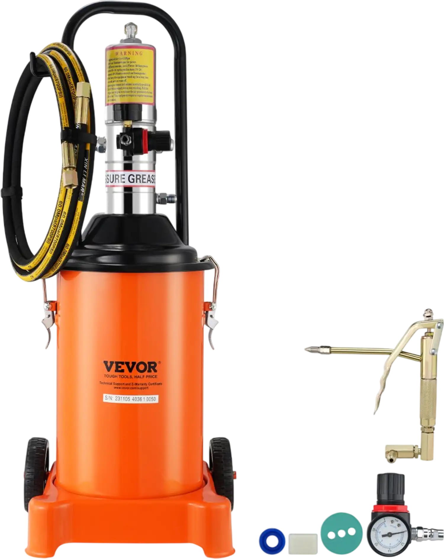Vevor Grease Pump 3 Gallon 12L Air Operated Portable Lubrication Bucket Pump New