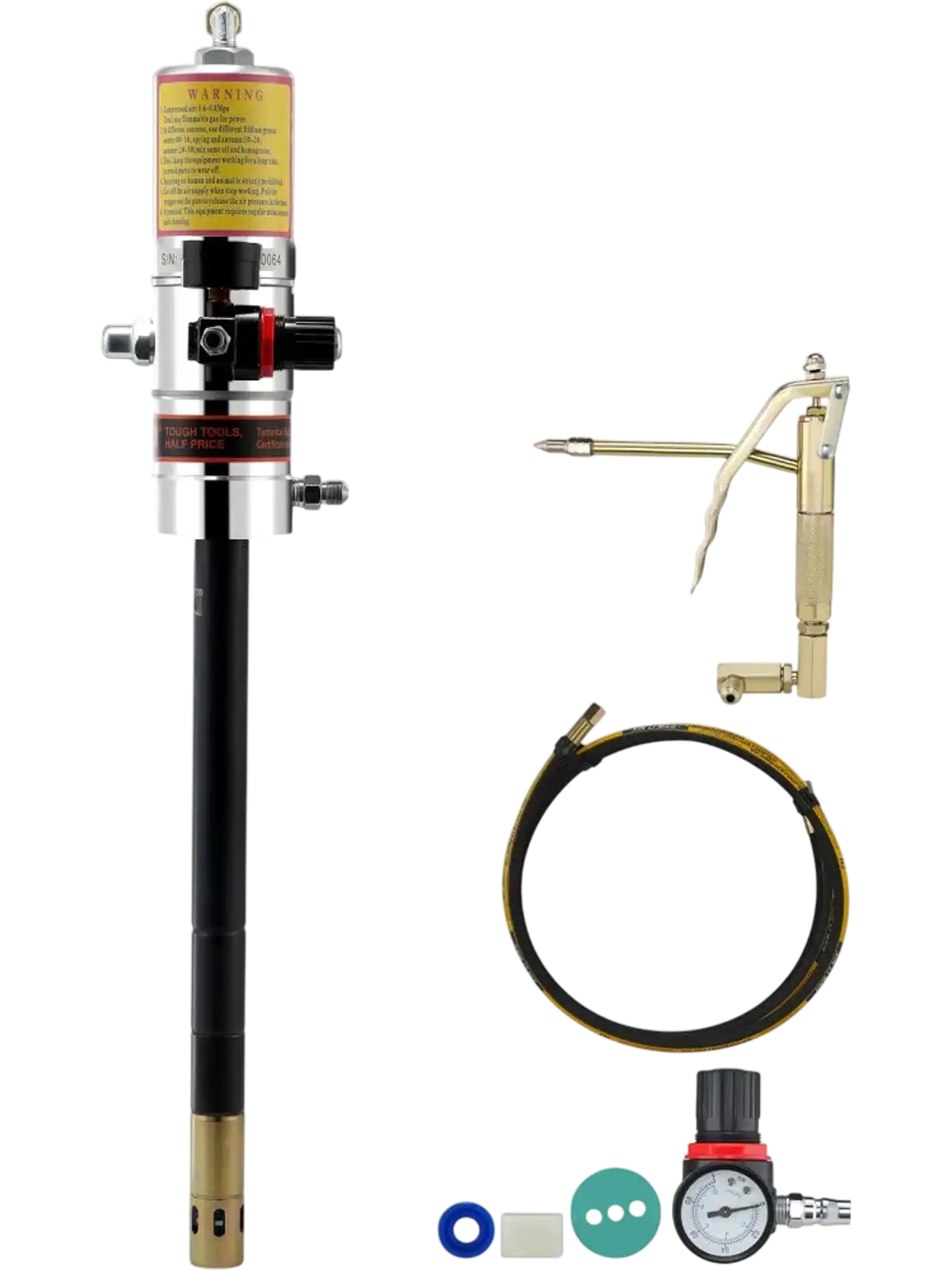 Vevor Grease Pump Air Operated 50:1 Portable Lubrication Pump with 13' Hose and Grease Gun New