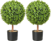 VEVOR 2x Artificial Boxwood Ball Ø40,6cm Garden Deco Boxwood in Flowerpot Ball Artificial Boxwood Ball Artificial Plant made of PE, Wood, PP incl. 4 pcs. Decorative butterflies and 10 pcs. Replacement