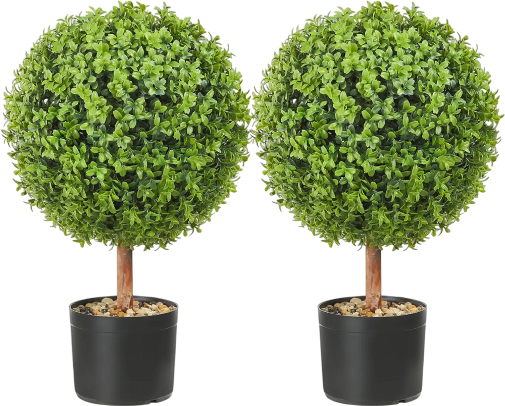 VEVOR 2x Artificial Boxwood Ball Ø40,6cm Garden Deco Boxwood in Flowerpot Ball Artificial Boxwood Ball Artificial Plant made of PE, Wood, PP incl. 4 pcs. Decorative butterflies and 10 pcs. Replacement