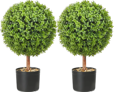 Vevor Artificial Topiary Boxwood Ball Trees with Planters 2-Piece 22
