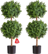 VEVOR Artificial Topiary Boxwood Double Ball, 2 Set 36 inch Faux Boxwood Plant Balls, Fake Silk Tree Look Real, Easy Assembly for Decor Front Porch Outdoor Patio Garden Balcony Backyard Indoor