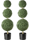 VEVOR Artificial Boxwood Topiary Triple Ball 3 Ft Set of 2 Greenery Decor, Premium PE Fake Trees, Year-Round Indoor & Outdoor Faux Green Plant for Front Door, Entryway, Porch, Balcony, Patio, Garden