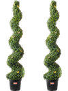 VEVOR Artificial Boxwood Topiary Tree, 60 inch Tall (2 Pieces), Spiral Faux Topiary Trees, Faux Plant w/ Extra Leaves & Pot & Small Decoration, UV Rated Greenery Set for Home Decor Indoor/Outdoor