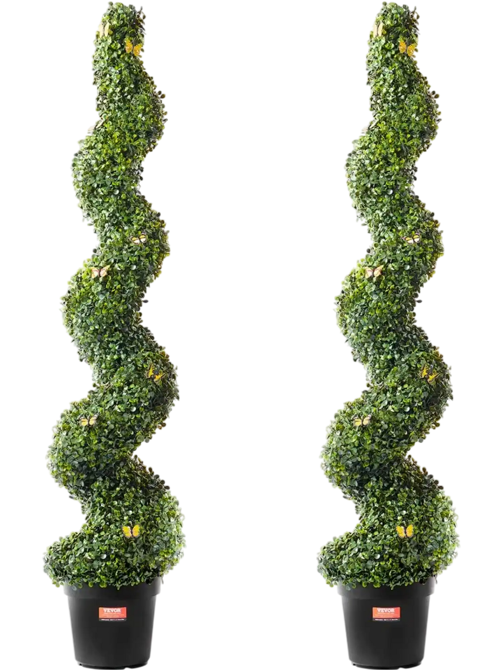 VEVOR Artificial Boxwood Topiary Tree, 60 inch Tall (2 Pieces), Spiral Faux Topiary Trees, Faux Plant w/ Extra Leaves & Pot & Small Decoration, UV Rated Greenery Set for Home Decor Indoor/Outdoor