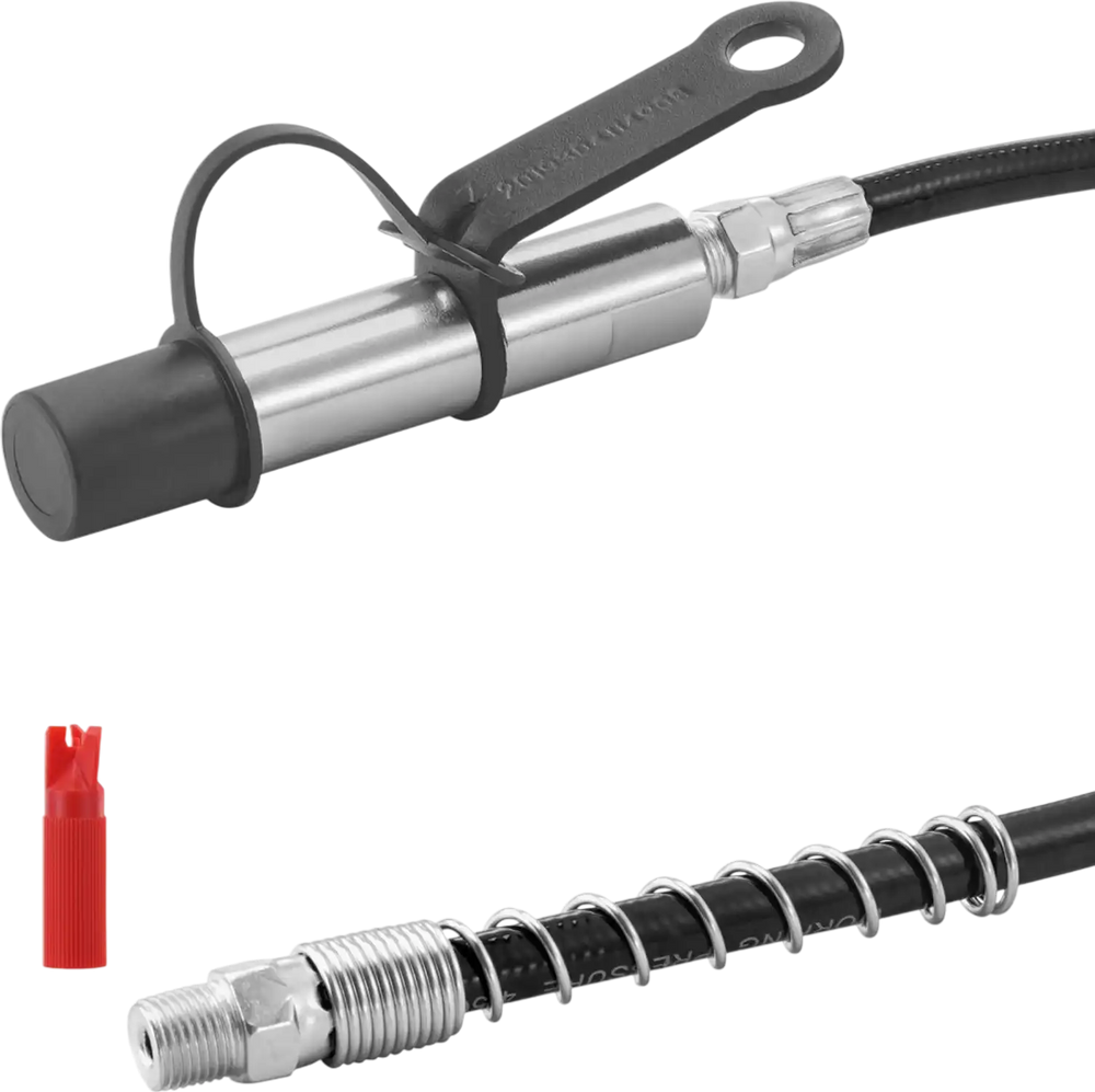 VEVOR Grease Gun Coupler, 10000 PSI High Pressure, 3-Jaw Locking, Quick Release Grease Gun Tip with Hose/Zerk Fittings Cleaner/Leak-Proof Cap, Compatible with All Grease Guns 1/8" NPT Grease Fittings