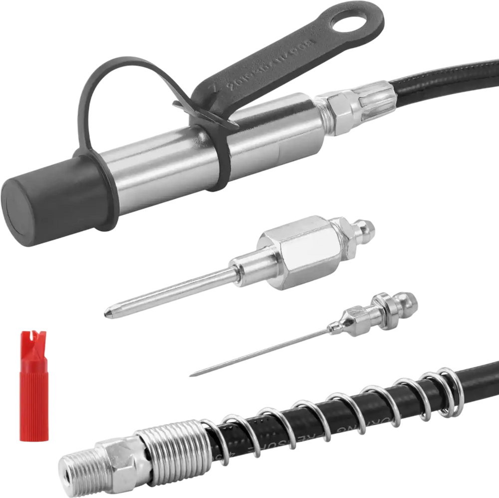 VEVOR Grease Gun Coupler, 10000 PSI High Pressure, 3-Jaw Locking, Quick Release Grease Gun Tip with Hose/Zerk Fittings Cleaner/Extension Needles, Compatible with All Grease Guns 1/8" NPT Fittings