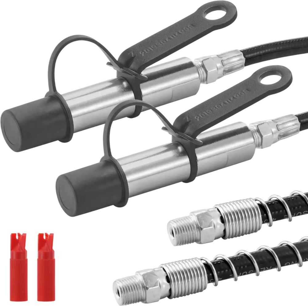 VEVOR Grease Gun Coupler 2 PCS, 10000 PSI High Pressure, 3-Jaw Locking, Quick Release Grease Gun Tip with Hose/Zerk Fittings Cleaner/Leak-Proof Cap, Compatible with All Grease Guns 1/8" NPT Fittings