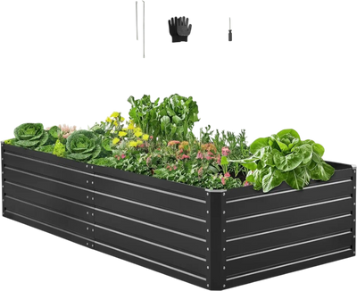 Vevor Raised Garden Bed 6.7 x 3 x 1.5' Galvalume Planter Box Gray New
