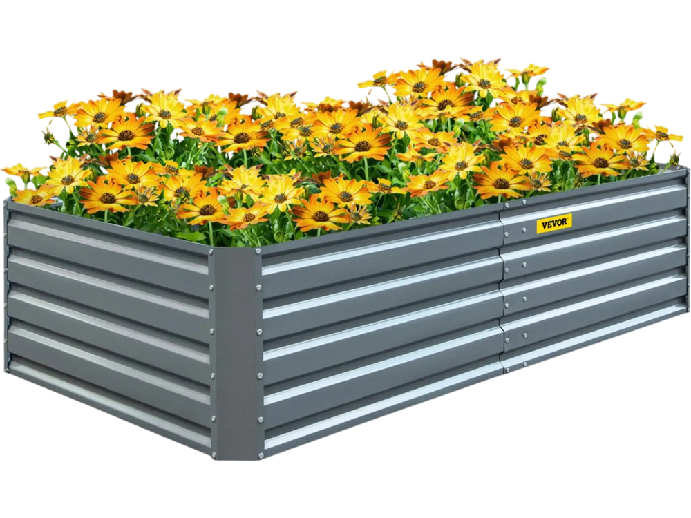 VEVOR Galvanized Raised Garden Bed, 80\" x 40\" x 19\" Metal Planter Box, Gray Steel Plant Raised Garden Bed Kit, Planter Boxes Outdoor for Growing Vegetables,Flowers,Fruits,Herbs,and Succulents
