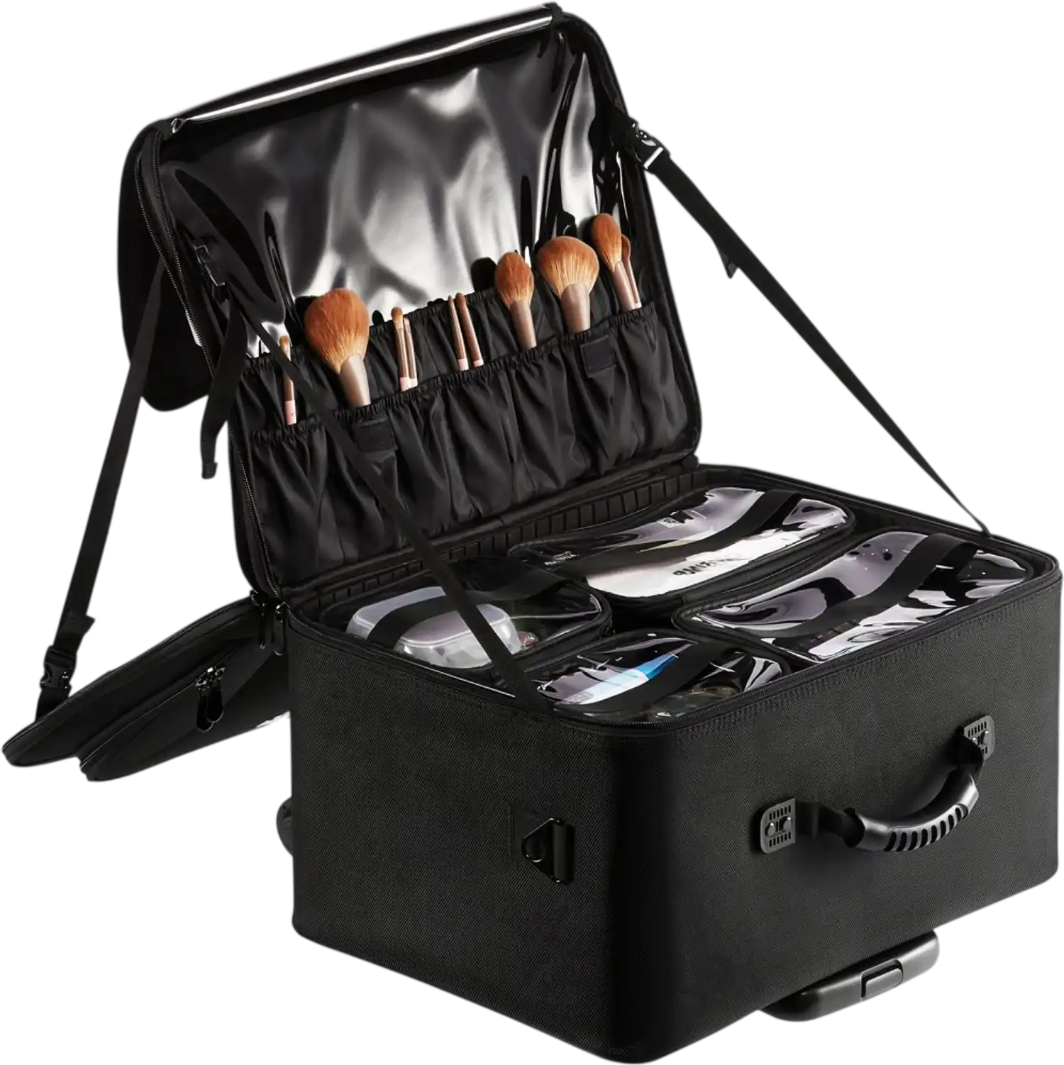 Vevor Makeup Train Case Rolling 3-Tier Waterproof Storage Organizer Black New