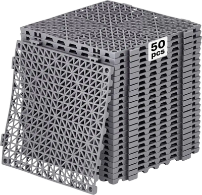 Vevor Drainage Mats Modular Interlocking Cushion 50-Pack Gray 12
