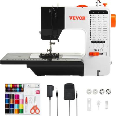 Vevor Sewing Machine Portable Beginners 38-Stitch Dual Speed with Extension Table & Foot Pedal New