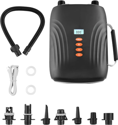 VEVOR 20PSI Paddle Board Pump, Rechargeable Battery-Powered, Dual Stage Inflation & Deflation SUP Air Pump with Auto-Off Function and 12V DC Car Connector, Ideal for Inflatable Boats, Tent & Mattress