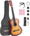 VEVOR Classical Guitar, 38 Inch, Wood Classical Guitar Starter Kit for Beginners, with Nylon Strings, Gig Bag, Strap, Tuner, Extra String, Pick, Capo, Basswood, for Teenagers Adults Students, Sunburst