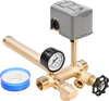 VEVOR 1" x 11" Well Pressure Tank Tee Kit, with 40/60PSI Switch, 7-Pieces Pure Brass Pressure Tank Installation Kit for Water Well, Fit Most Tanks with Diameters up to 16 Inches
