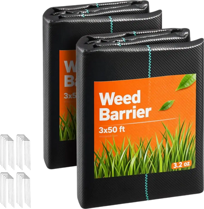 Vevor Weed Barrier Fabric Heavy Duty 2-Pack 3' x 50' 3.2 oz Black New