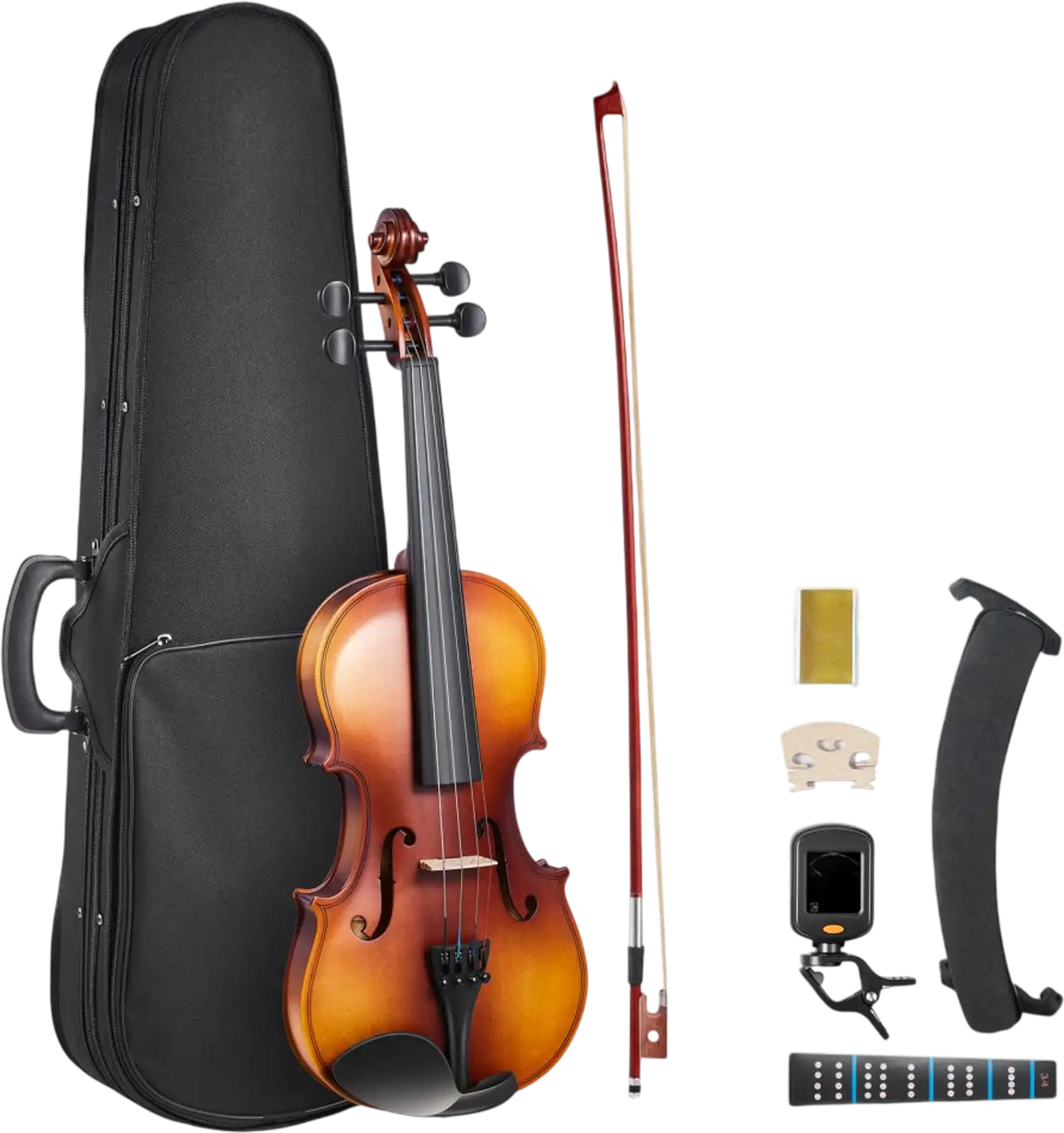Vevor Violin 3/4 Size Fiddle Set for Adult Beginners with Case Rosin Brown New