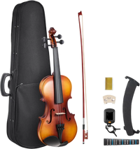 VEVOR Violin 3/4 Size for Adults, Violin Fiddle Set for Beginners with Hard Case, Rosin, Bow, Shoulder Rest, Bridge, Tuner and Extra Strings, Professional Musical Instruments for Student (Brown)