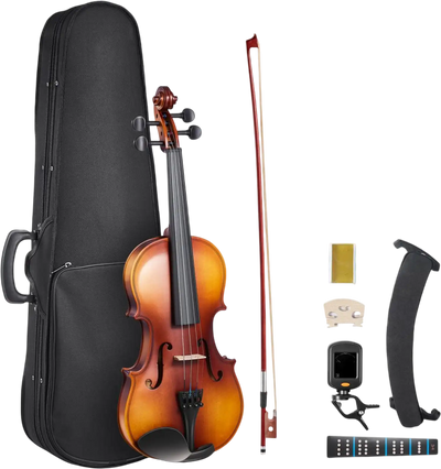 Vevor Violin 3/4 Size Fiddle Set for Adult Beginners with Case Rosin Brown New