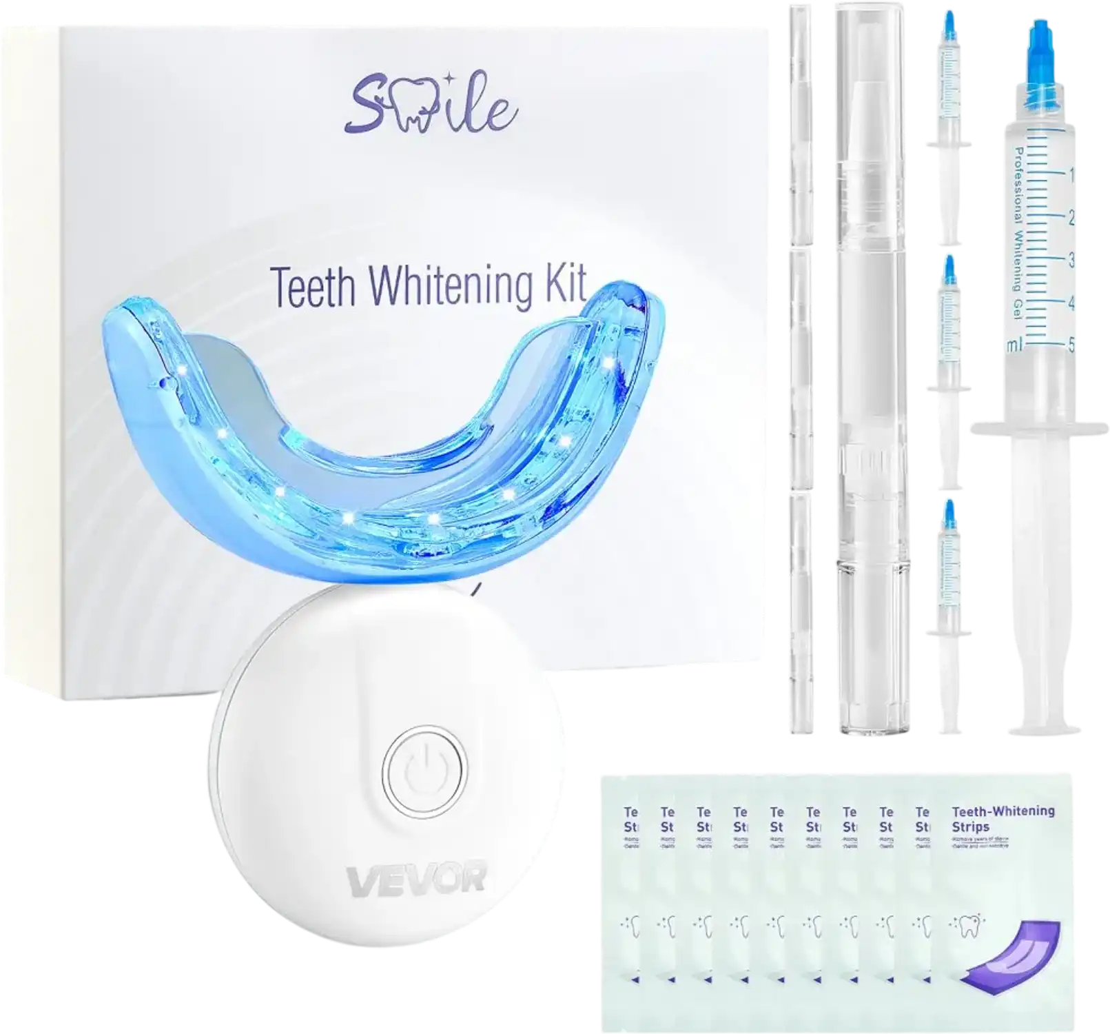 Vevor Teeth Whitening Kit LED Light Wireless Portable Stain Removal New