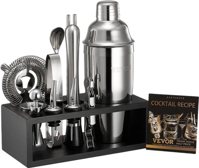Vevor Bartender Kit 13-Piece Stainless Steel Cocktail Shaker Set with Bamboo Stand New