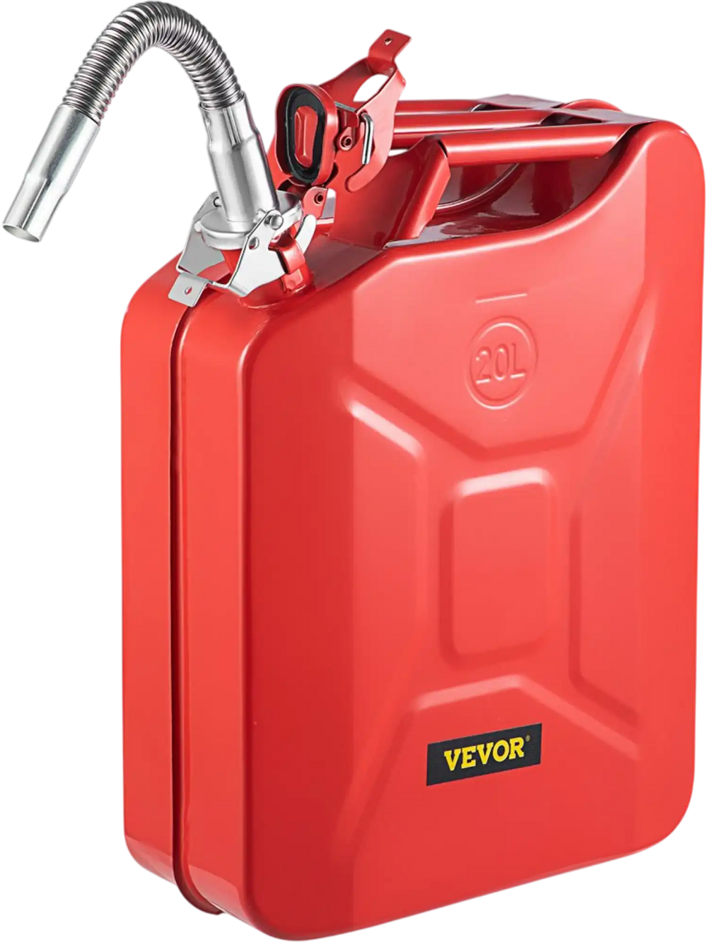 VEVOR Jerry Fuel Can, 5.3 Gallon / 20 L Portable Jerry Gas Can with Flexible Spout System, Rustproof ＆ Heat-resistant Steel Fuel Tank for Cars Trucks Equipment, Red