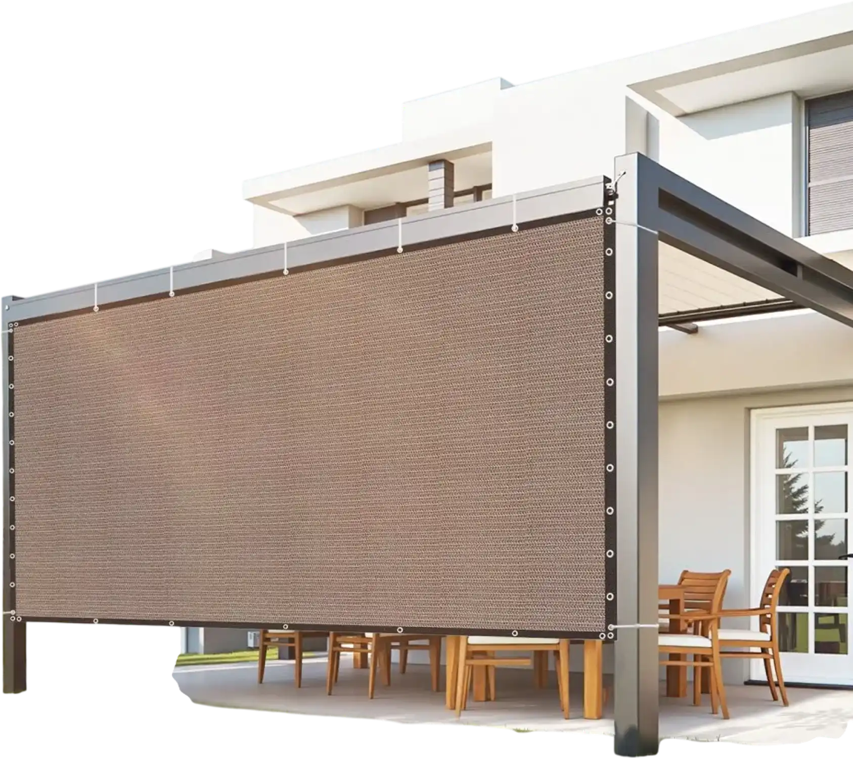 Vevor Sun Shade Cloth 10' x 12' Pergola Privacy Screen Brown New