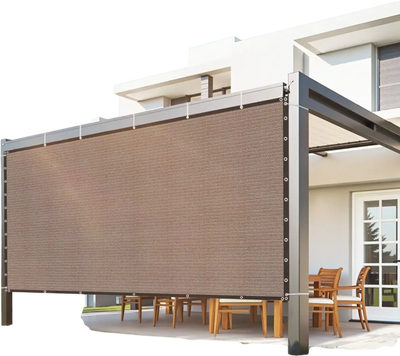 VEVOR 90% Sun Shade Cloth, 10 x 12 ft Pergola Shade Cover with Stainless Steel Grommets, Sun Shades Canopy Privacy Screen with 140 GSM HDPE Material, for Outdoor, Patio, Garden, and Backyard (Brown)