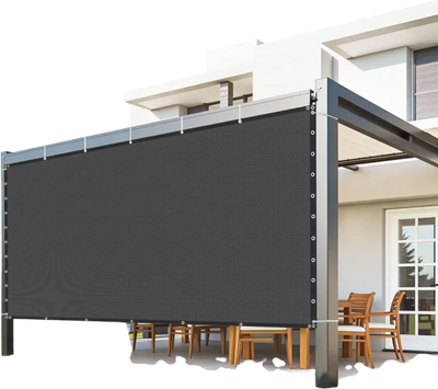 VEVOR 90% Sun Shade Cloth, 10 x 12 ft Pergola Shade Cover with Stainless Steel Grommets, Sun Shades Canopy Privacy Screen with 140 GSM HDPE Material, for Outdoor, Patio, Garden, and Backyard (Black)